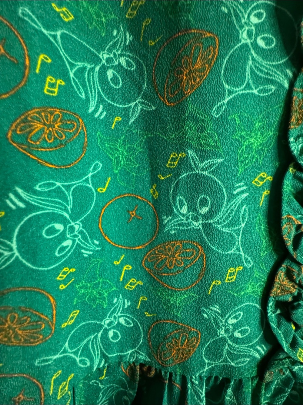 Disney Green Floral Ruffle-Sleeve Midi Dress with Gold Accents The Dress Shop - Picture 2 of 7